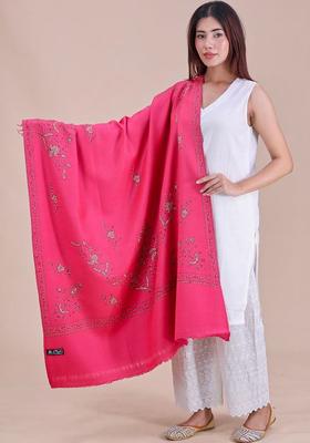 Pink Floral Woolen Shawls