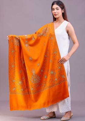 Rust Floral Woolen Shawls
