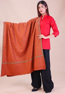 Rust Floral Woolen Shawls