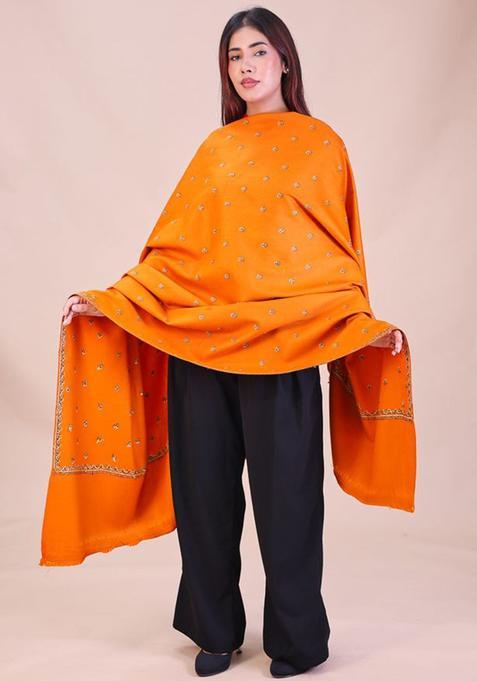 Mustard Floral Woolen Shawls