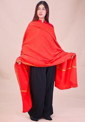 Red Floral Woolen Shawls