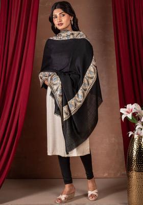 Black Solid Woolen Shawls
