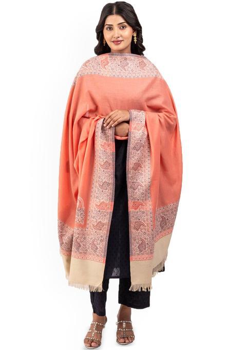 Peach Paisley Woolen Shawls