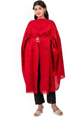 Red Floral Woolen Shawls