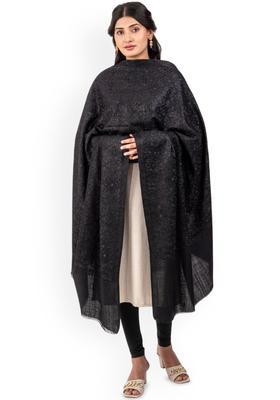 Black Floral Woolen Shawls