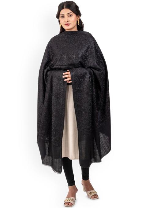 Black Floral Woolen Shawls