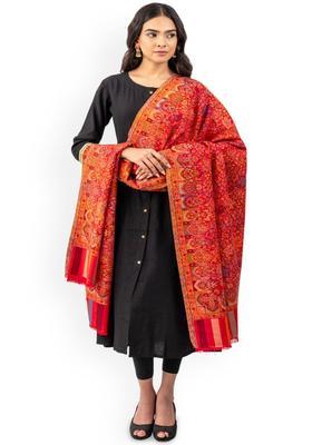 Maroon Floral Woolen Shawls