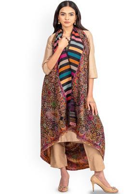Orange Floral Woolen Shawls