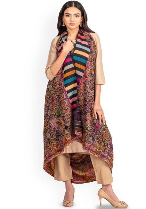 Orange Floral Woolen Shawls