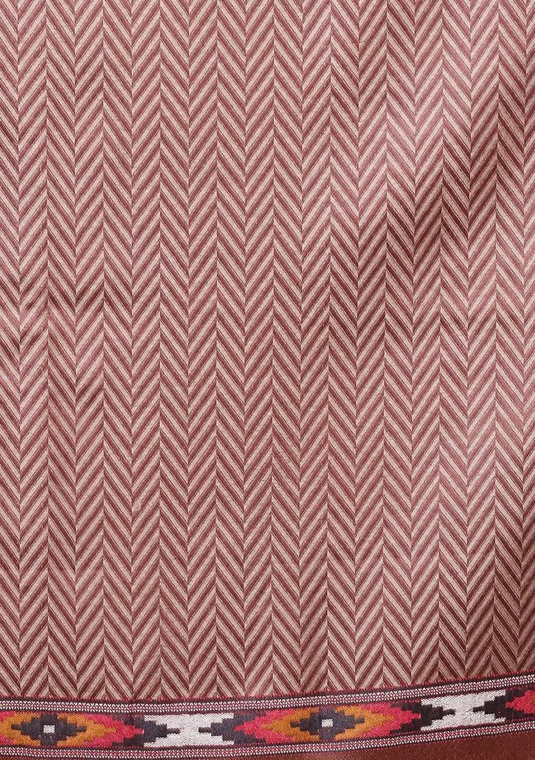 Rust Chevron Woolen Shawls - Indya