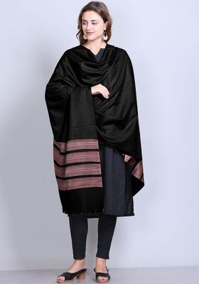 Black Floral Woolen Shawls