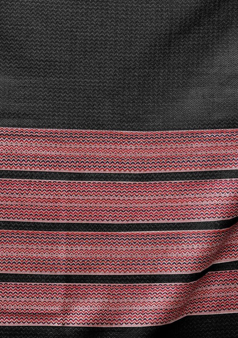 Black Floral Woolen Shawls - Indya