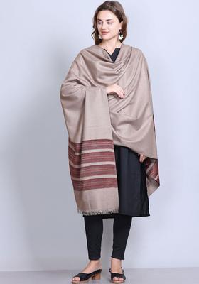 Camel Brown Geometric Woolen Shawls