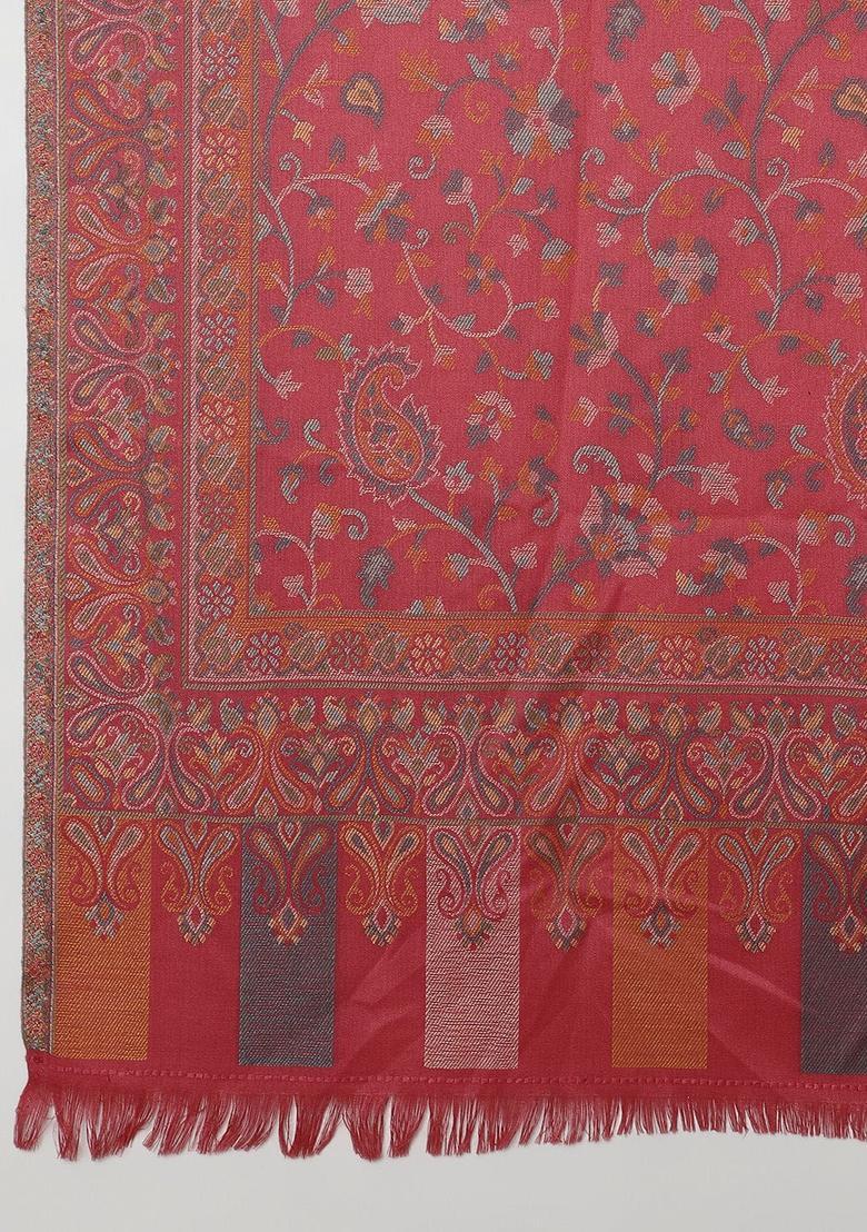 Rose Floral Woolen Shawls - Indya
