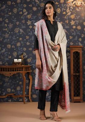 White Paisley Woolen Shawls