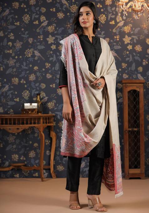 White Paisley Woolen Shawls