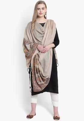 Beige Paisley Woolen Shawls