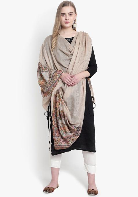 Beige Paisley Woolen Shawls