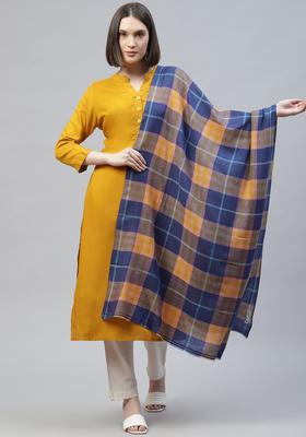 Blue Checked Woolen Shawls