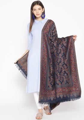 Navy Blue Paisley Woolen Shawls
