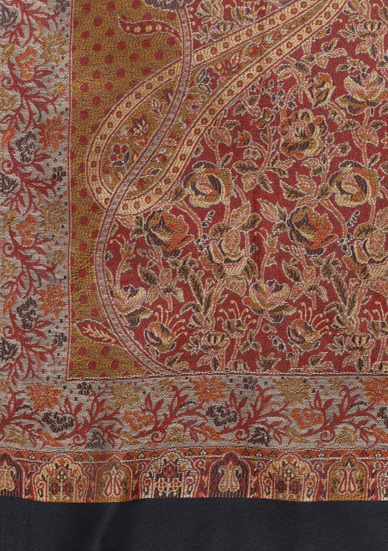 Brown Paisley Woolen Shawls - Indya