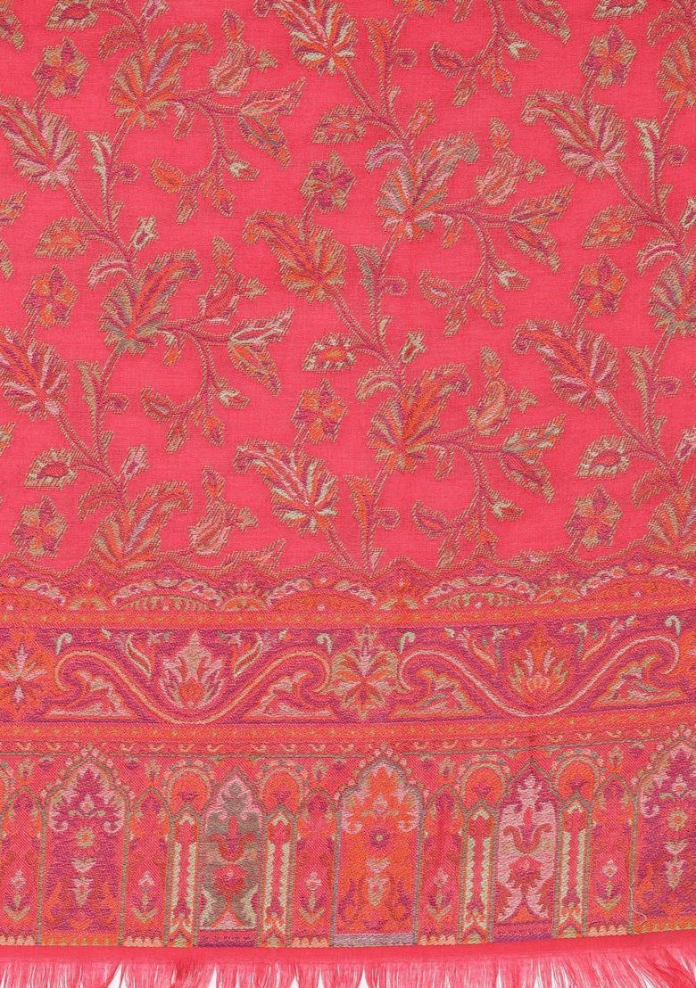 Pink Paisley Woolen Shawls - Indya
