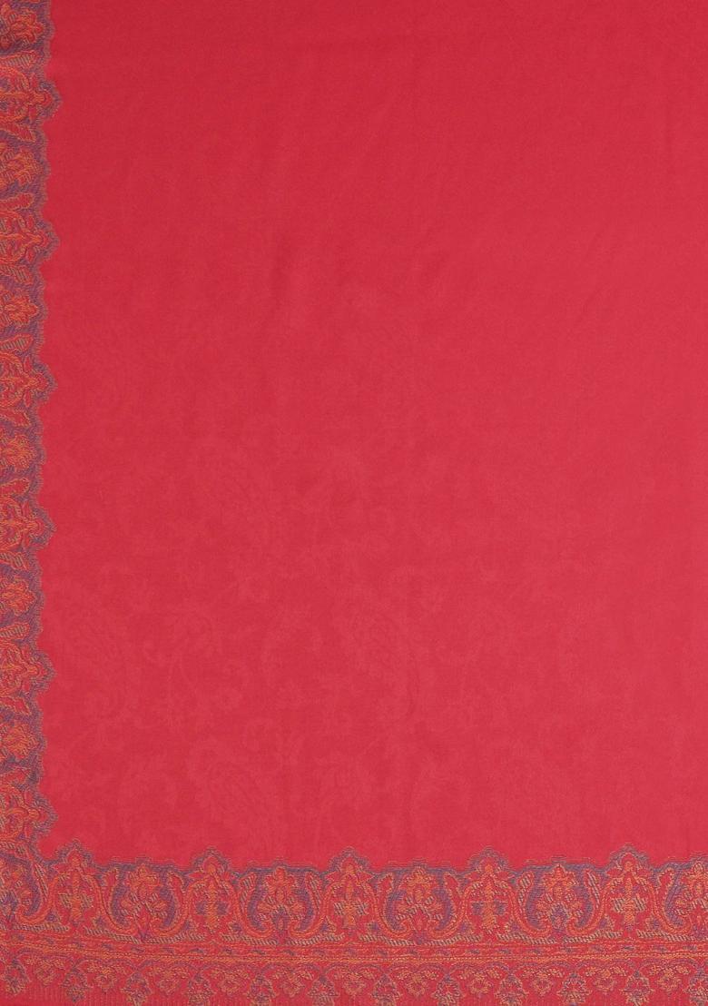 Red Floral Woolen Shawls - Indya