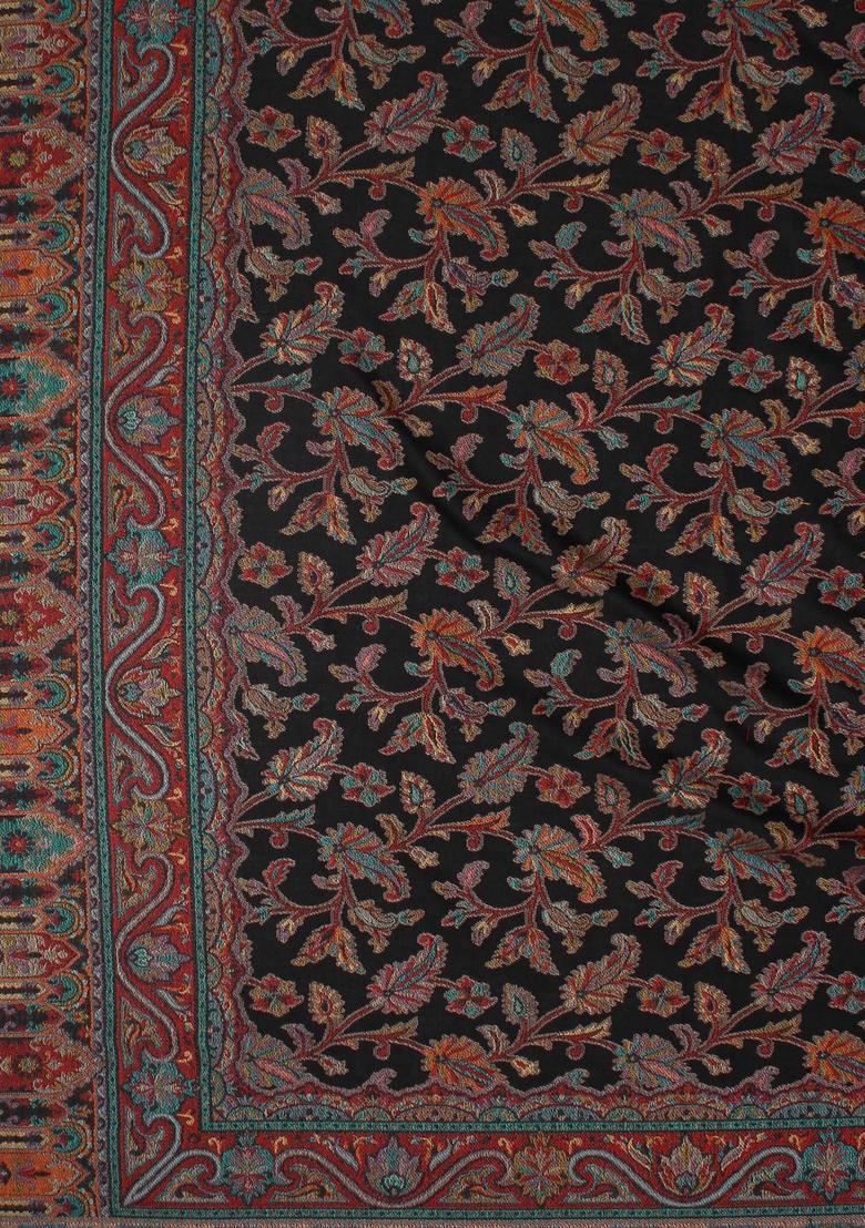 Black Paisley Woolen Shawls - Indya