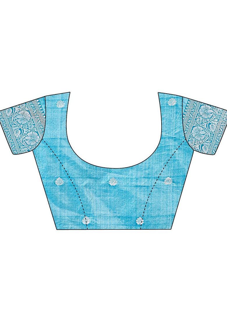 Yellow Embroidered Blended Saree Set - Indya