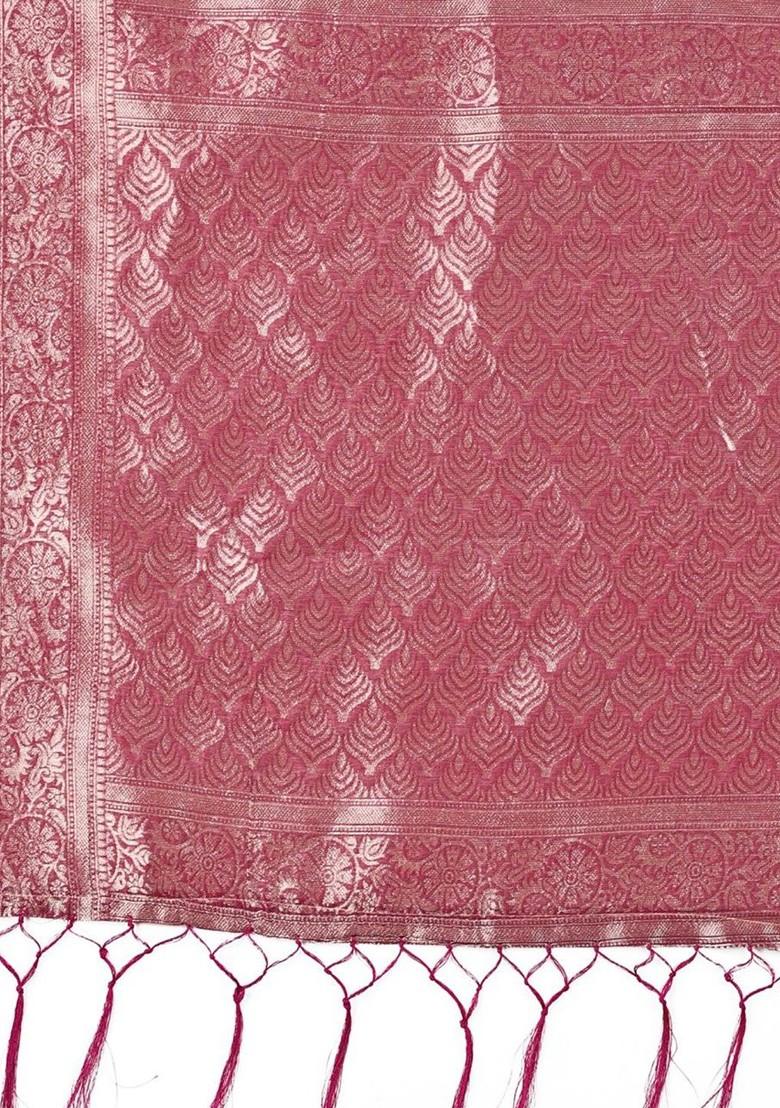 Purple Embroidered Blended Saree Set - Indya