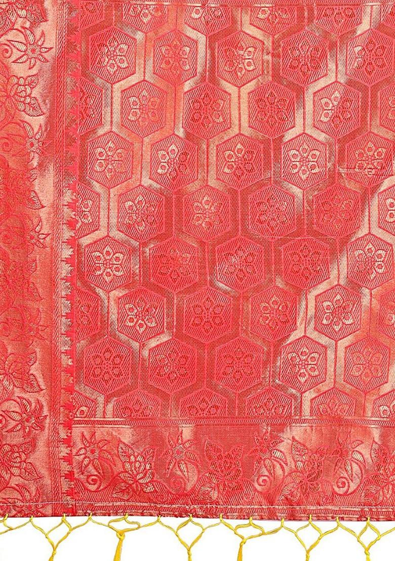 Yellow Embroidered Blended Saree Set - Indya