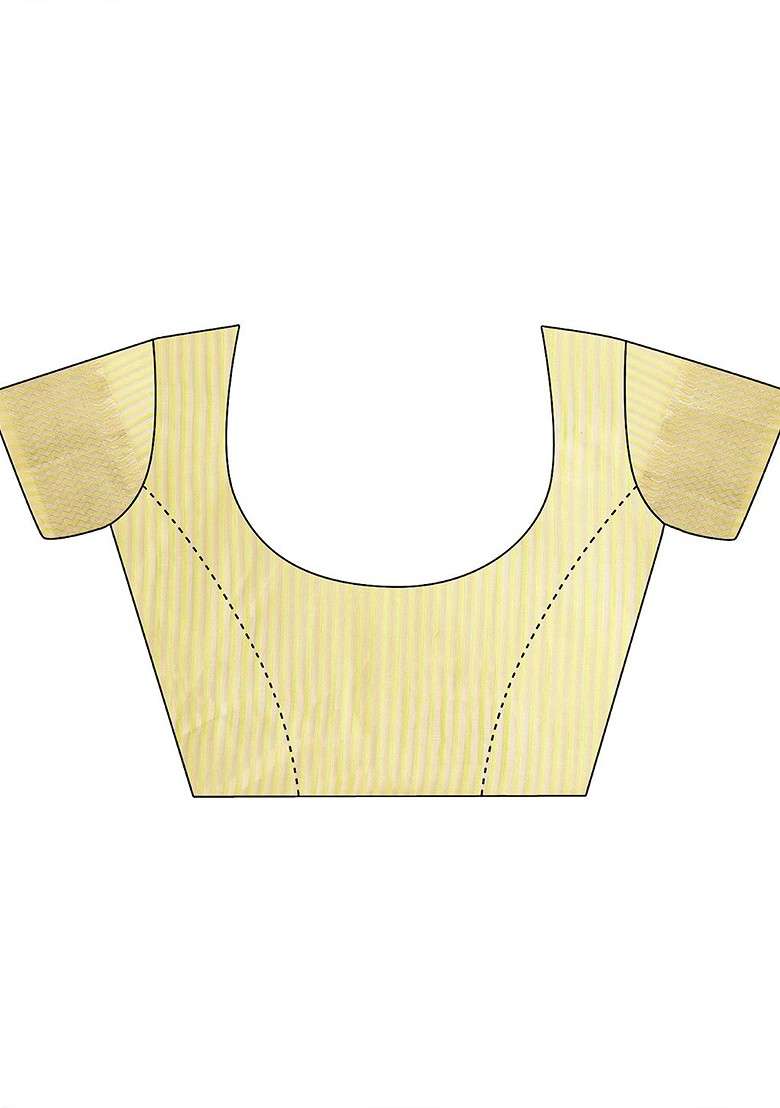 Yellow Embroidered Blended Saree Set - Indya