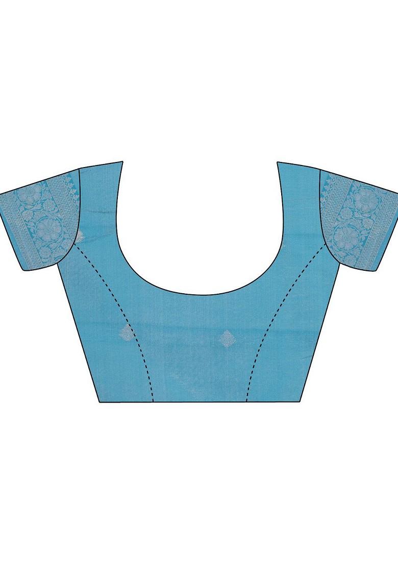 Yellow Embroidered Blended Saree Set - Indya