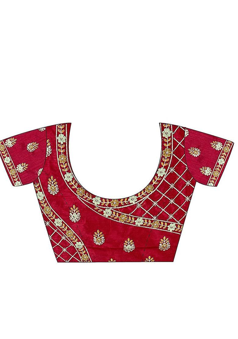 Olive Embroidered Blended Saree Set - Indya