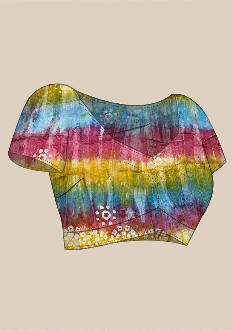 Blue Embroidered Blended Saree Set - Indya