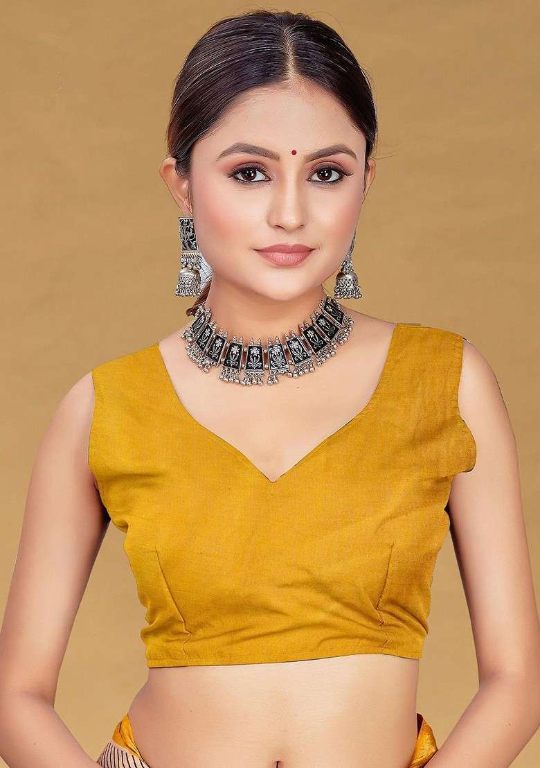 Beige Printed Blended Saree Set - Indya