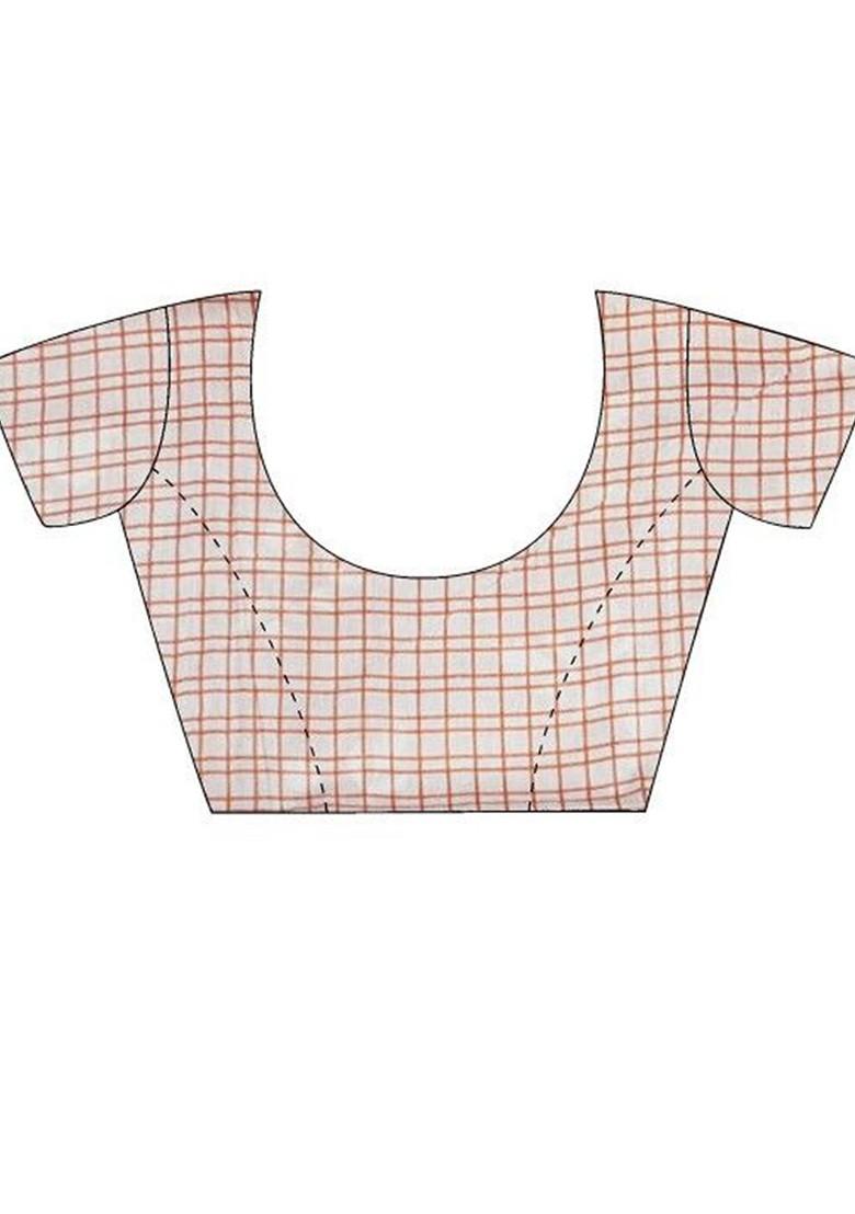 Orange Printed Blended Saree Set - Indya