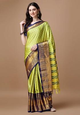 Olive Embellished Blended Saree Set