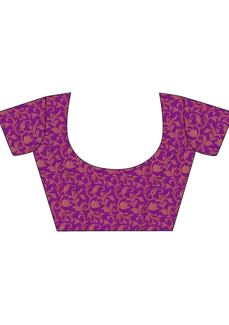 Pink Embroidered Blended Saree Set - Indya