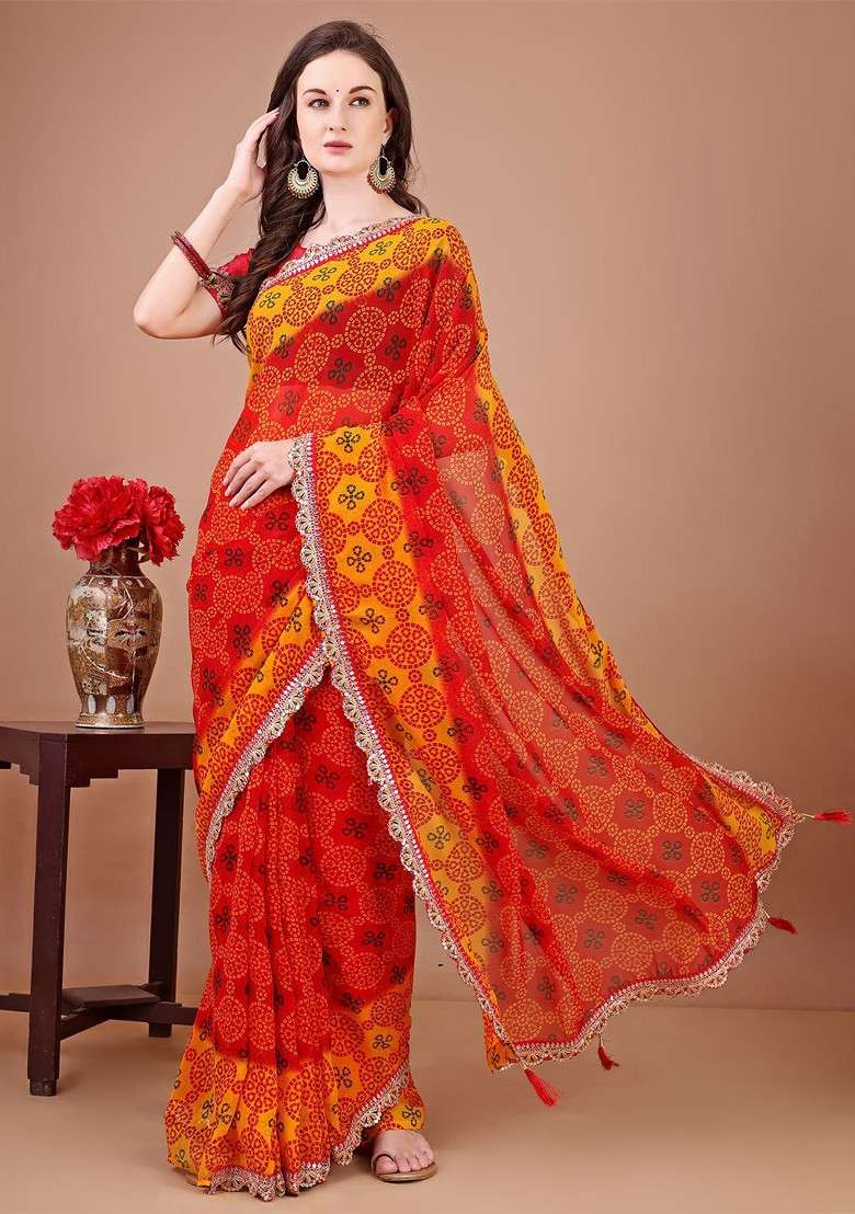 Yellow Blended Saree Set with Sequinned for Diwali | Wedding & Festive Wear - Indya