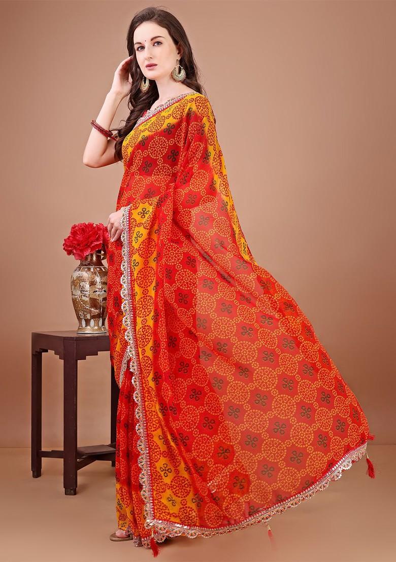 Yellow Sequinned Blended Saree Set - Indya