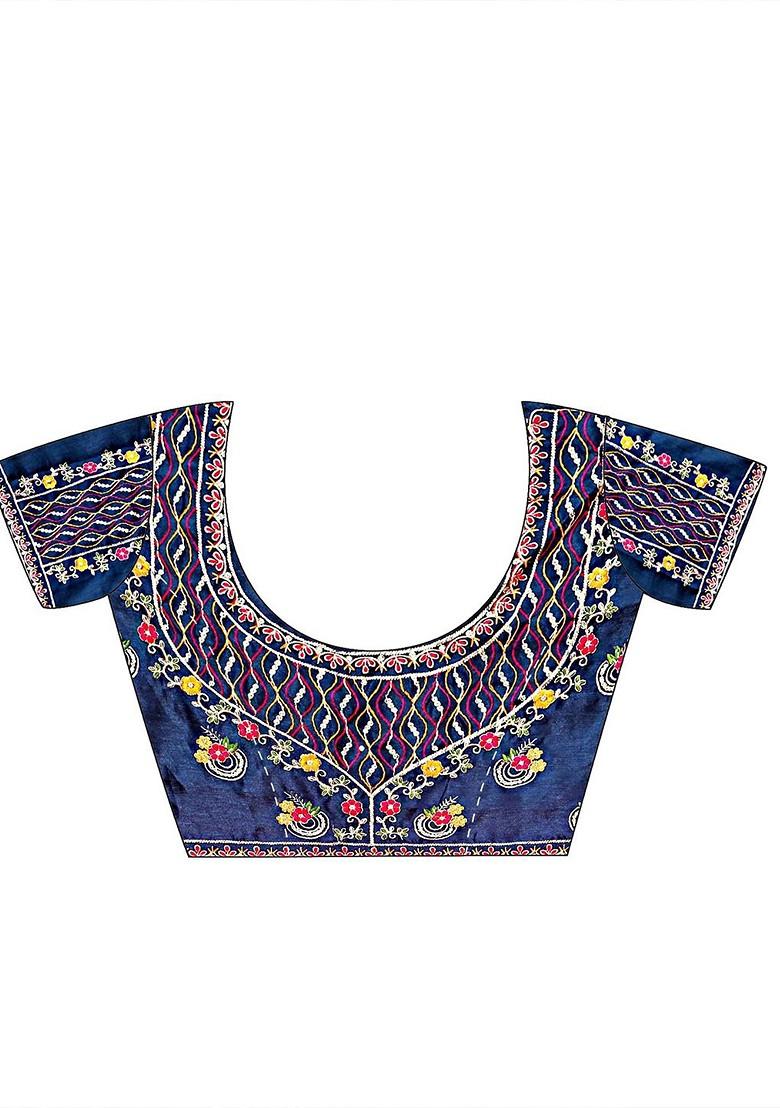 Magenta Zari Printed Blended Saree Set - Indya