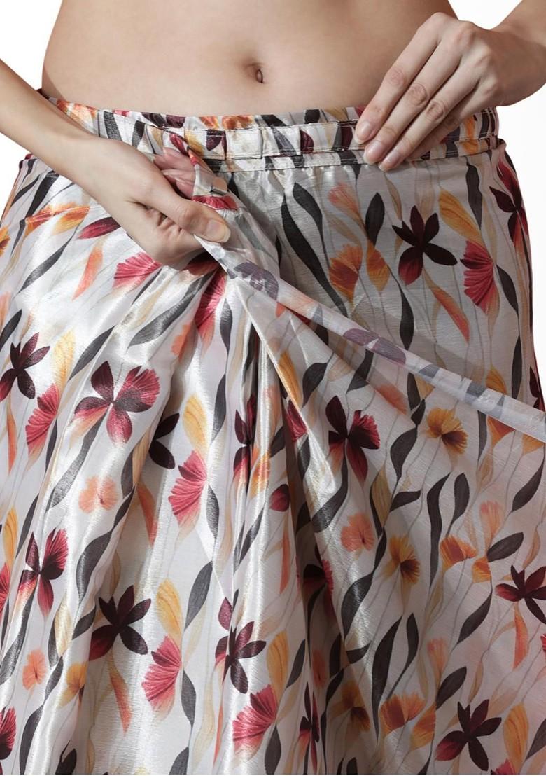 Red Printed Blended Saree Set - Indya