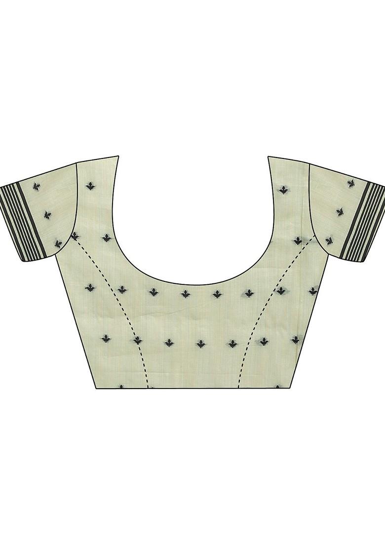 Green Floral Print Blended Saree Set