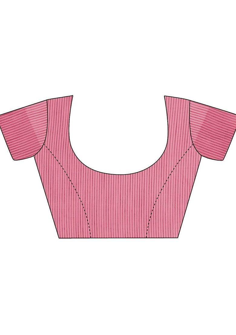 White Zari Printed Blended Saree Set - Indya