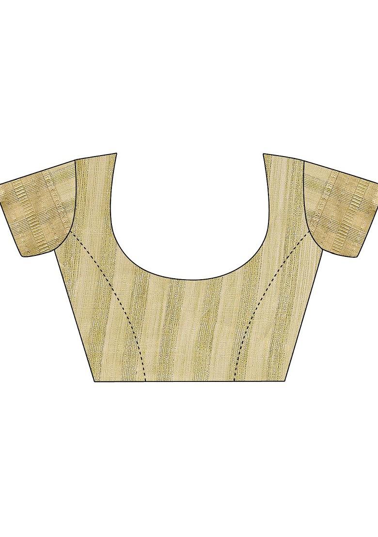 Green Zari Printed Blended Saree Set - Indya