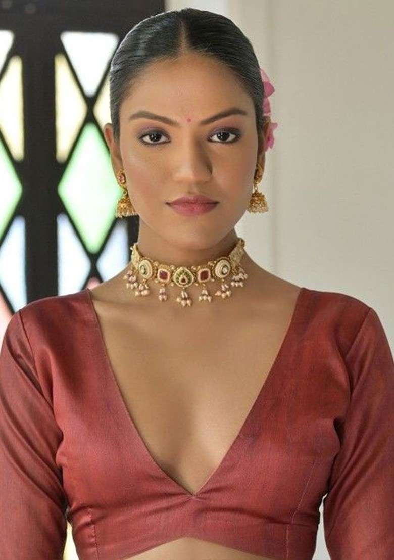 Maroon Blended Saree Set with Embroidered for Diwali | Wedding & Festive Wear - Indya