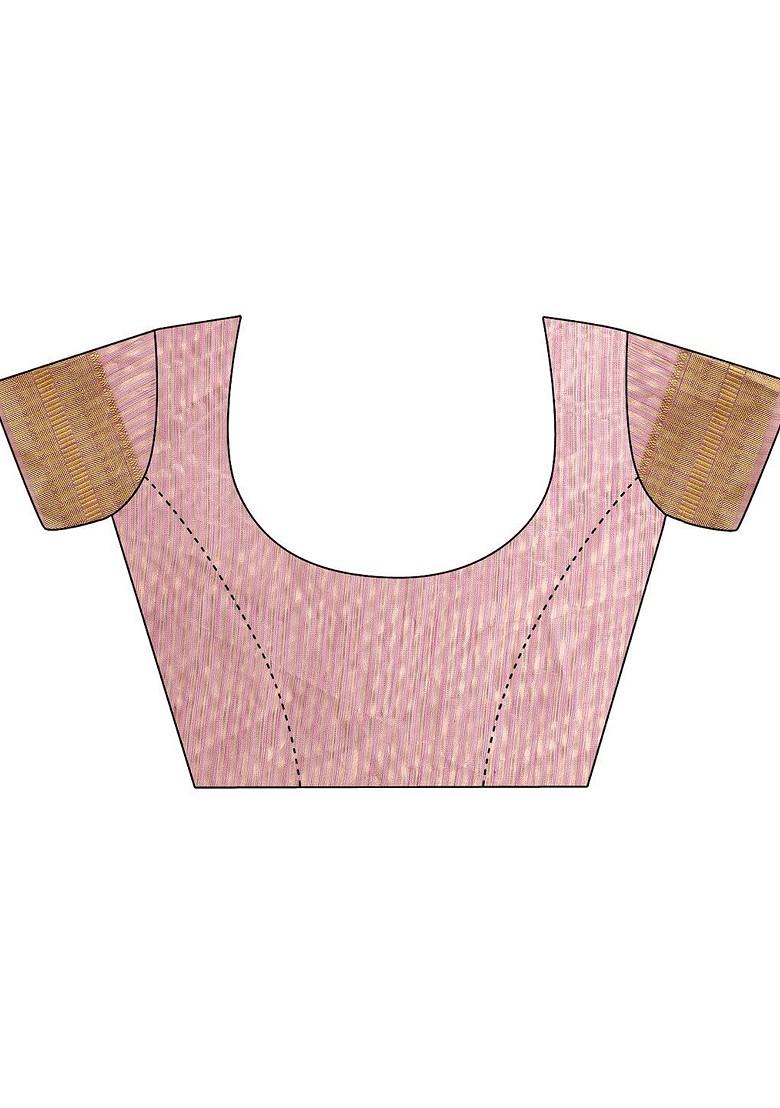 Pink Embroidered Blended Saree Set - Indya