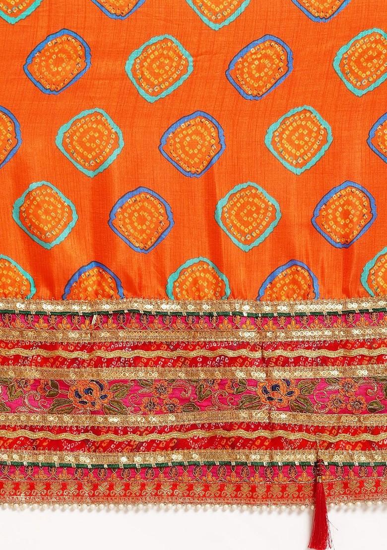 Pink Printed Blended Saree Set - Indya