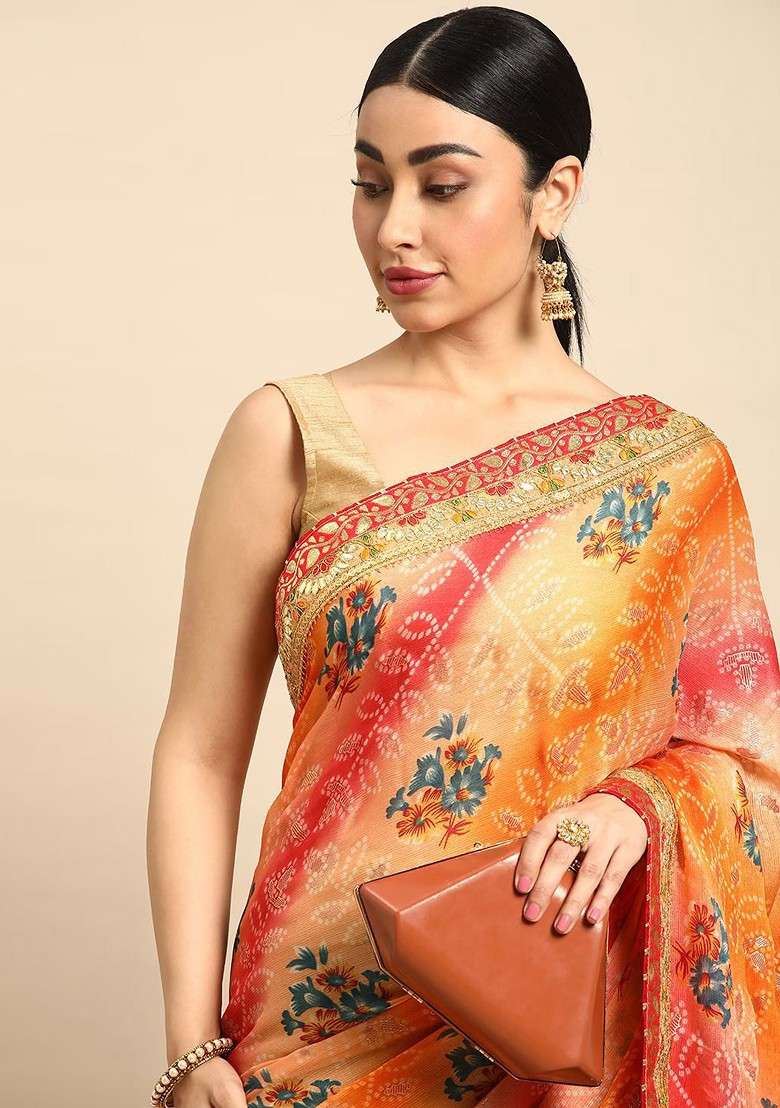 Olive Blended Saree Set with Embroidered for Diwali | Wedding & Festive Wear - Indya